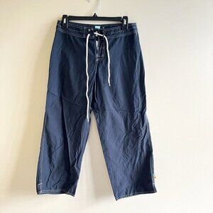 LUCY BLACK WIDE LEG PANTS CROP‎ CAPRI WOMENS SIZE S ATHLETIC RUNNING TIE WAIST